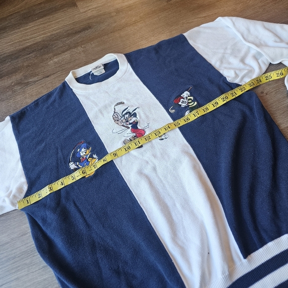 Rare Vintage Disney Mickey Donald Goofy Golfing Knit Thick Striped Sweater - Picture 9 of 12